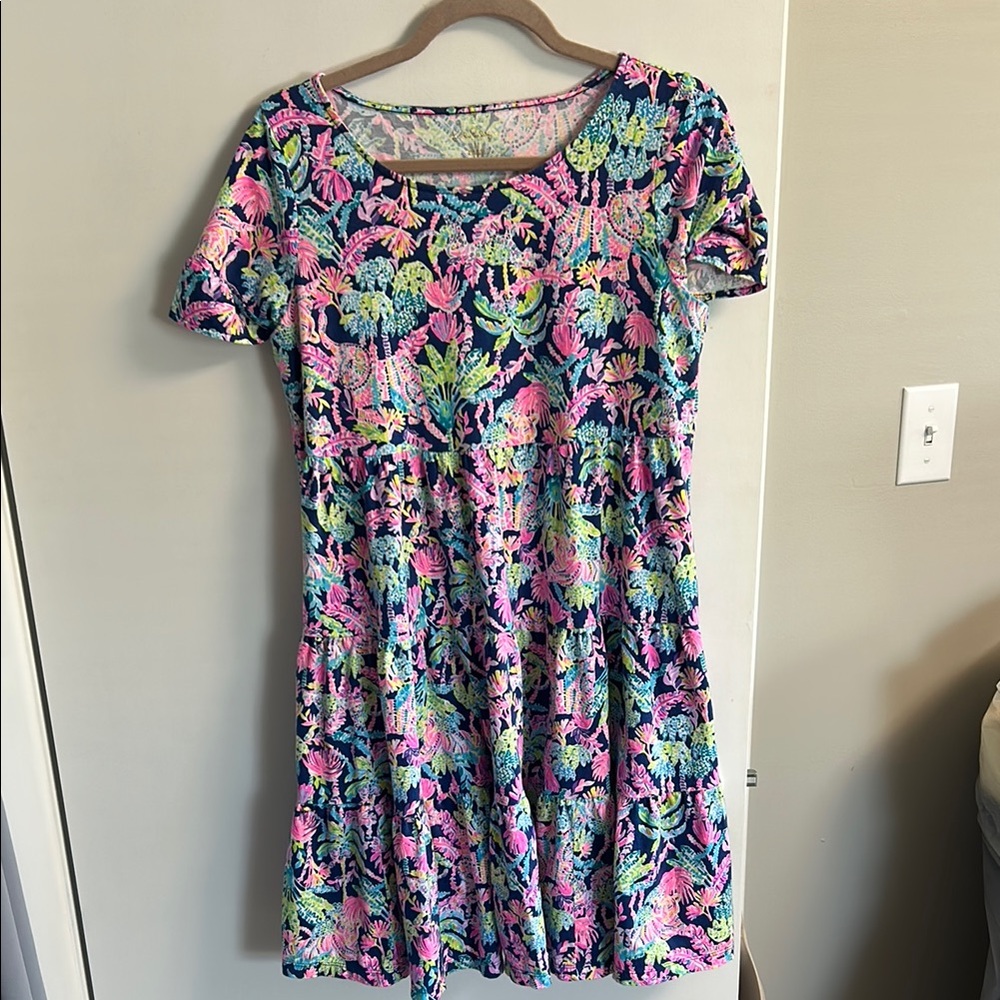 Lilly Pulitzer Pink and Green Tiered Dress